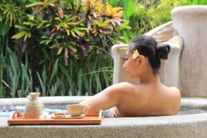 relax in a warm bath